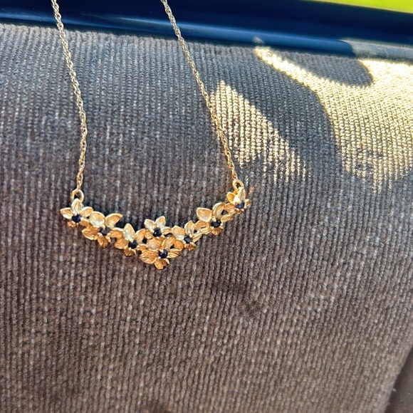 14k 8plumeria flower pendant with dainty rope chain necklace - Picture 5 of 6